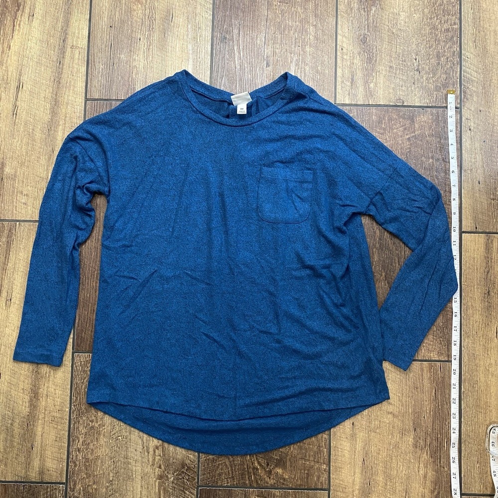 A New Day Basic Long Sleeve Crew Neck T-Shirt Womens XS Blue Classic Stretch